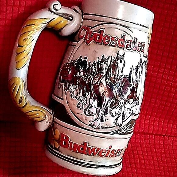 Budweiser vintage 80's Anheuser-Busch Inc Clydesdales Ceramarte beer stein meg - Picture 6 of 12